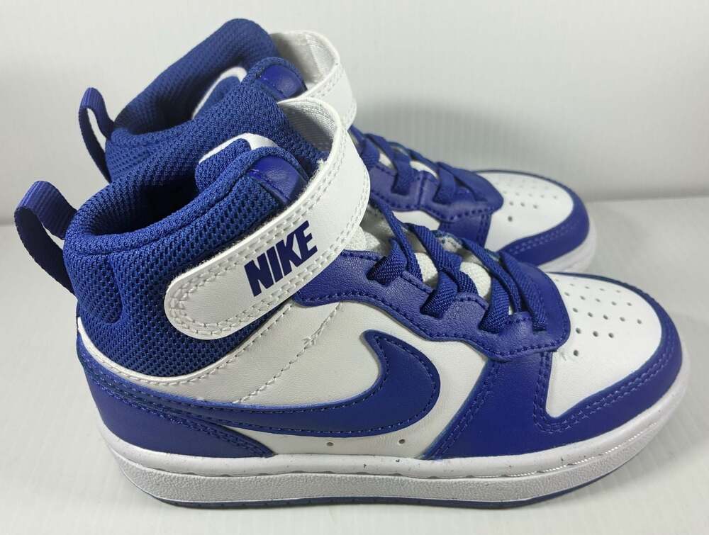 Nike Kids' Court Borough Mid 2 High Top Sneaker Little Kid Size 11C White/Blue